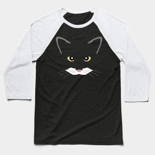 Black Cat Face Silhouette Baseball T-Shirt